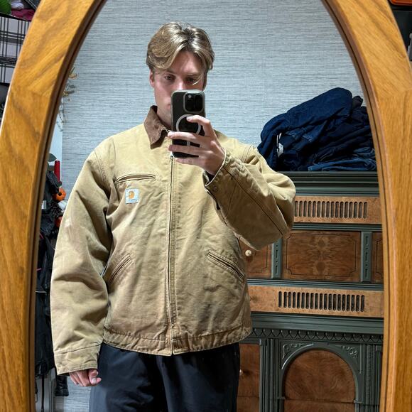 Vintage Carhartt Blanket Lined Detroit Jacket 6BLJT Tan Sz 50 Tall - Picture 9 of 10